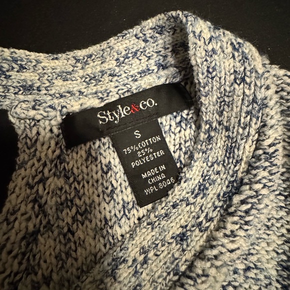 Style & Co. Heathered Blue & White Knit Sweater with Keyhole Back - Picture 3 of 4